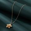 New Fashion Metal Wrinkled Stereoscopic Flowers Pendant Necklace for Women Charm Temperament Clavicle Chain Party Jewelry Gift