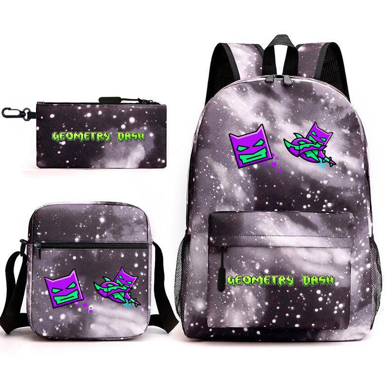 Geometry Sprint Game Backpack Geometry Dash Heat Transfer Backpack Elementary School Bag Leisure Bag