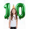 Green 10 Number Balloons Giant Jumbo Number 10 32" Helium Balloon Hanging Balloon Foil Mylar Balloons for Boys Girls 10th Birthday Party Supplies 10