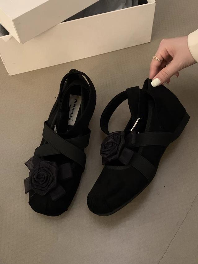 Fashion Flat Shoes for Women 2025 Spring and Autumn Fashion Flower Square Toe Cross Ballet Shoes Mary Jane Shoes Ladies  Loafers Women