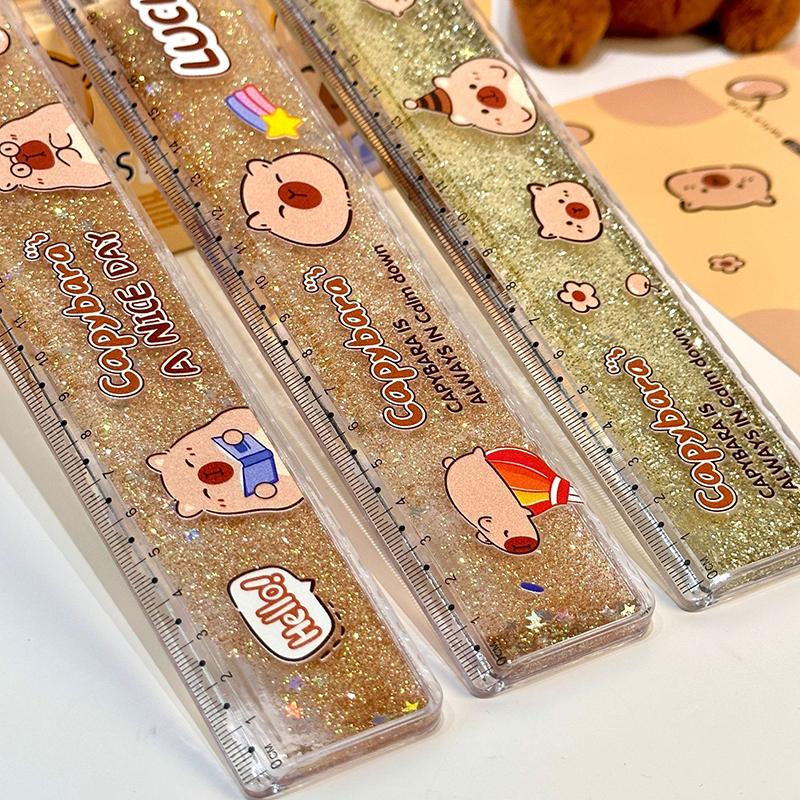 

Мультяшная прекрасная капибара течет песок линейка милый пластиковый транспортир линейка портативные измерительные инструменты школьные канцелярские принадлежности 1pc