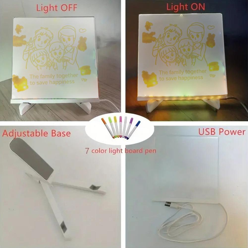 1pcs DIY Writing Board LED Glow Kids Drawing Tablet Erasable Light Up Board Children Craft Toy Educational Gift Home Decoration