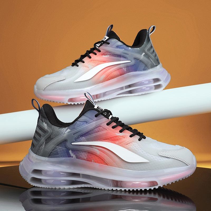 Men's Gradient Transparent Air Sneakers Lightweight Breathable Mesh Running Shoes Fashionable Athletic Footwear for Training and Daily Wear