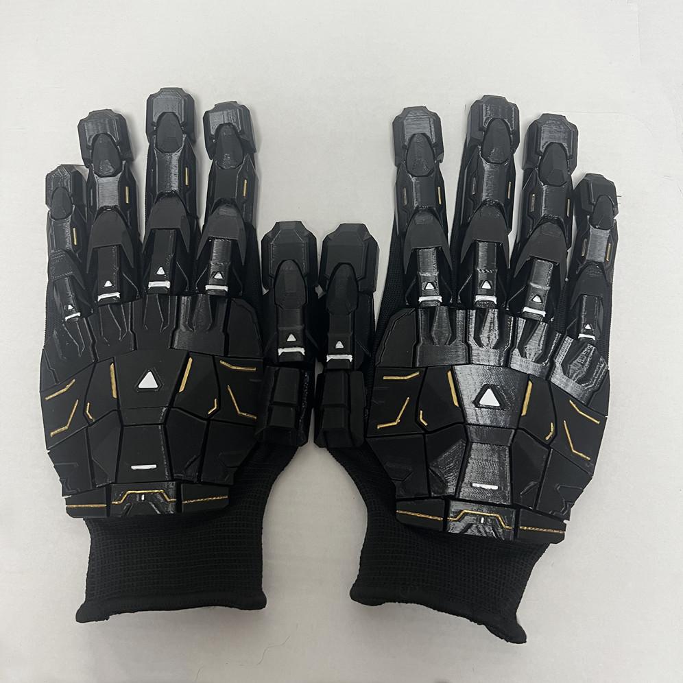Guanti Esoscheletro Techwear Gotici Stampa 3D Incollaggio a Mano Guanti Meccanici Punk Armatura da Mano Indossabile Accessori Cosplay