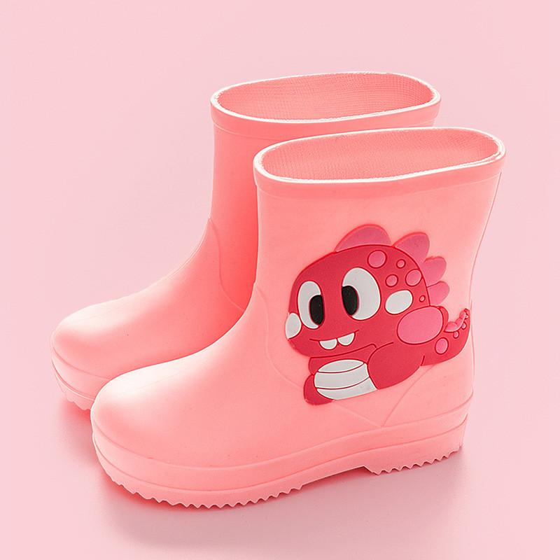 

Новая Мода на Резиновые Сапоги Милый Мультяшный Динозавр Детская Резиновая Обувь Дождевые Сапоги Противоскользящие Милый Мальчик Водонепроницаемые Сапоги 22 розовый