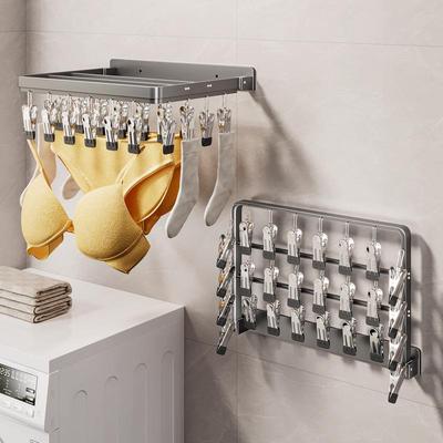 Séchoir mural pliable en aluminium à clips multiples pour vêtements et chaussettes