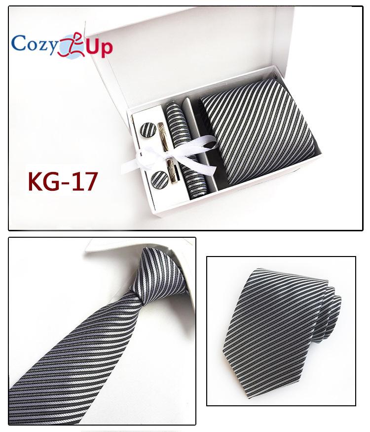 Cozy Up Krawatten für Herren Set mit Einstecktuch Manschettenknöpfen und Krawattennadel Krawatte Einstecktuch in Geschenkbox für Hochzeit und Geschäft