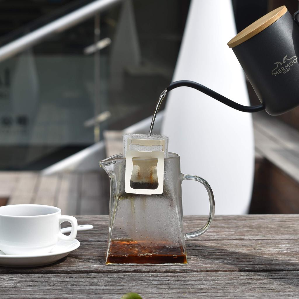 MERMOO YILAN Coffee Pot, Drip Coffee Kettle, 350ml, Single-Serve, Stainless Steel, Narrow-Mouth, Black