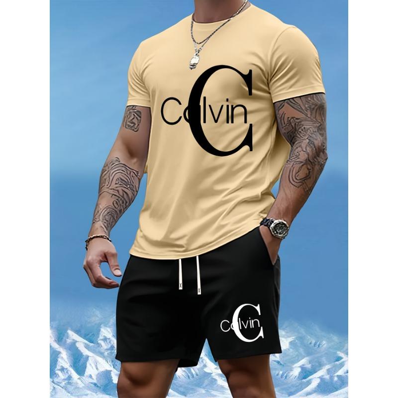 Men's summer T-shirt two-piece fashionable casual short-sleeved versatile suit