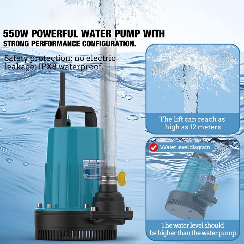 21V Lithium Submersible Pump Self-priming Portable Multifunctional Water Pump Fish Tank Water Exchange Pump