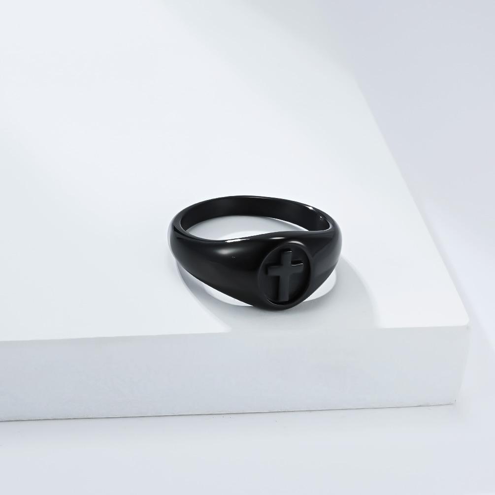 11mm Stainless Steel Gloosy Cross Ring for Men Fashion Jewelry