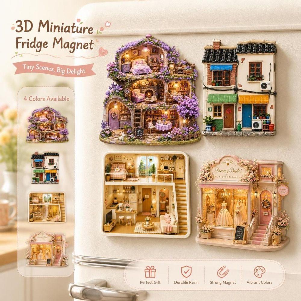 Cute Home Theme Refrigerator Magnet 3D Relief 3D Refrigerator Stickers Kitchen Decor