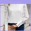 Long Sleeve T Shirt With Embroidered Lace Insert And Waffle Knit For Casual Wear
