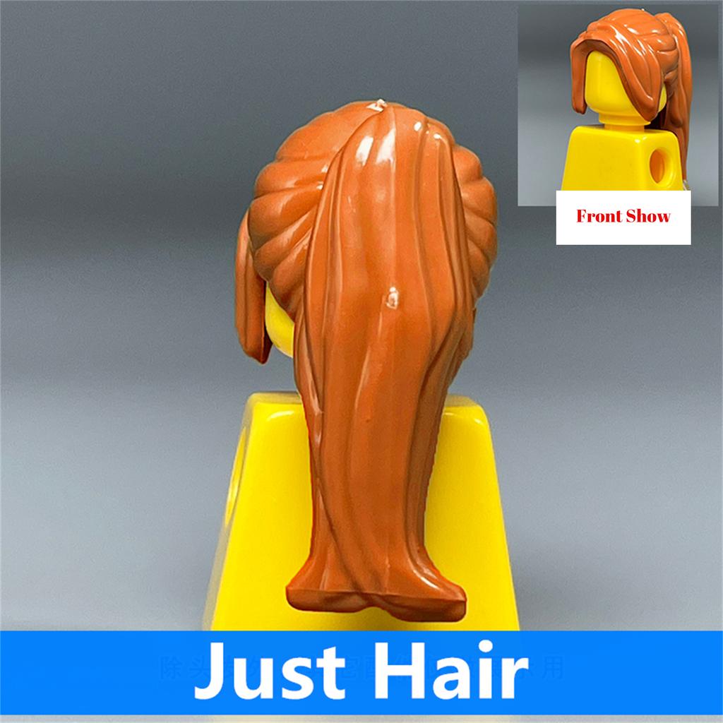 Non-Toxic 10Pcs Moc Bricks Female Children Hairs High Ponytail For 4Cm Figure Wear Head Body Parts Accessories Diy Building Blocks Kids Toys
