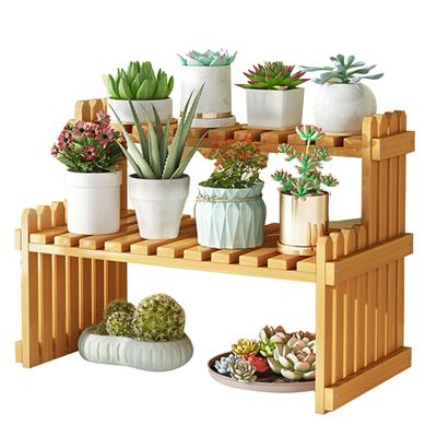 Tischplatte Bambus Pflanzenständer Desktop Blumenregal Rack für Indoor Outdoor Home Patio Rasen Garten