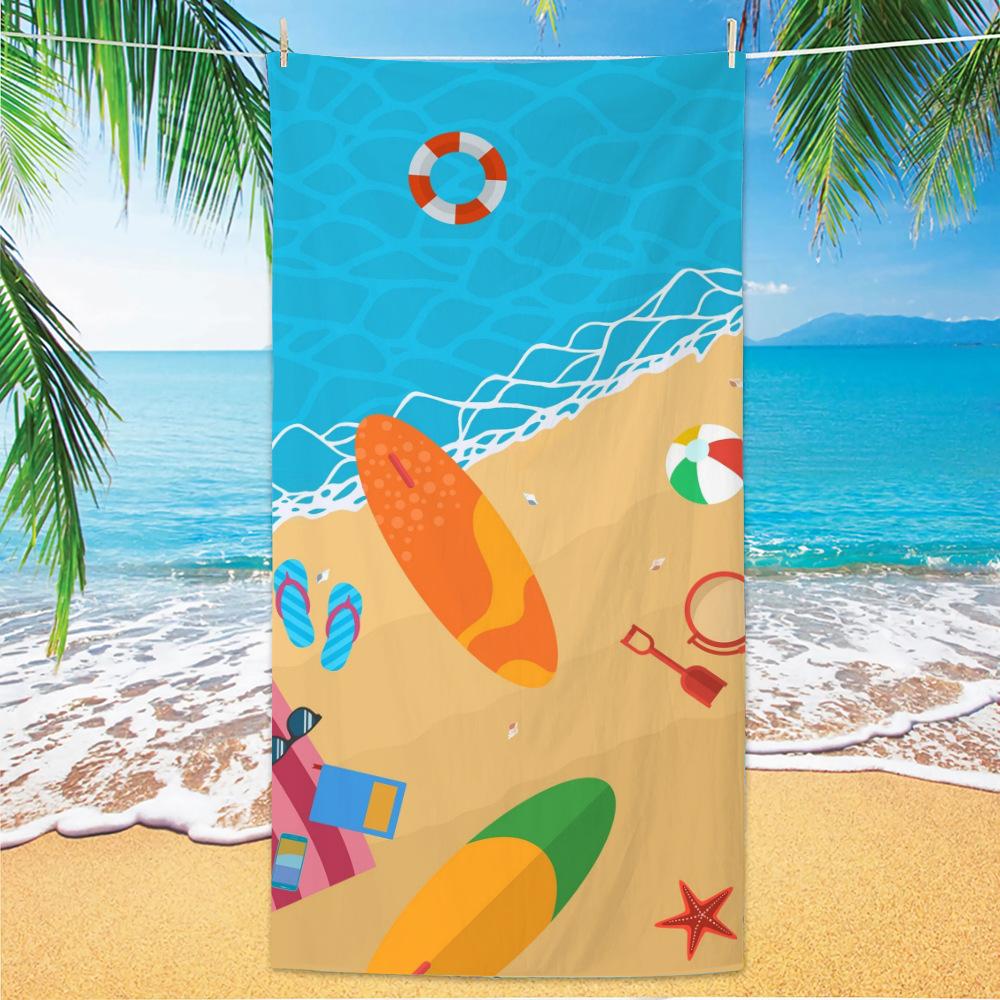 Ultra Fine Fiber Beach Towels, Beach Swimming Speed Drying Velvet Bath Towels, Printed Fashionable Bath Towels Towels Face Towel