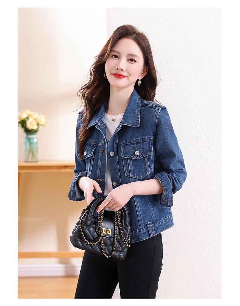 Women's Spring/Autumn 2025 Denim Jacket: Short, Slim Fit, Versatile Single-Breasted Long-Sleeve Cardigan