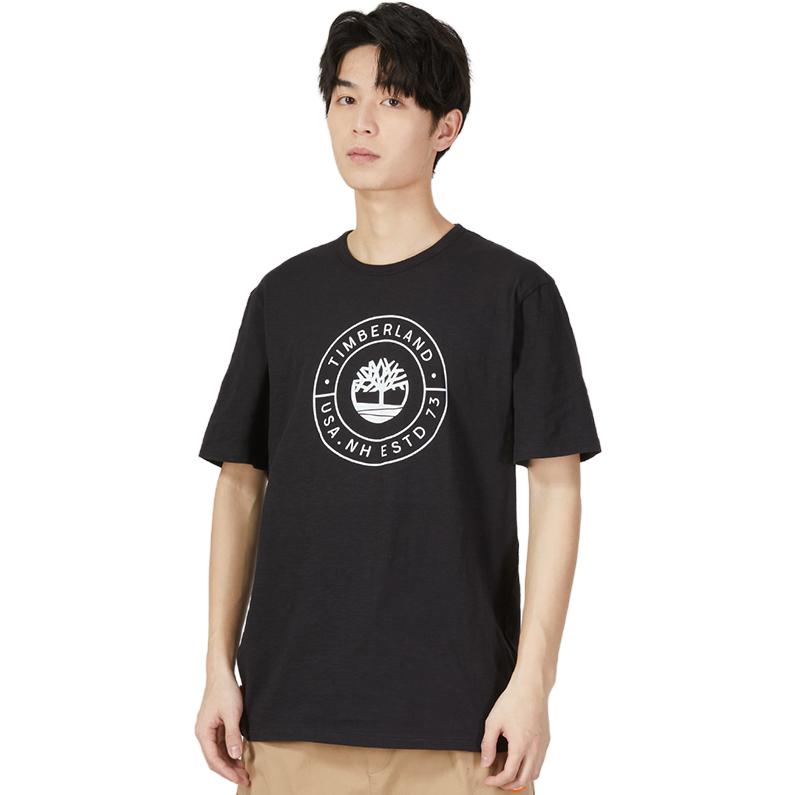 Timberland Letter Pattern Printed Casual Crew Neck Short Sleeve T-Shirt Men Tops Black A623N-001