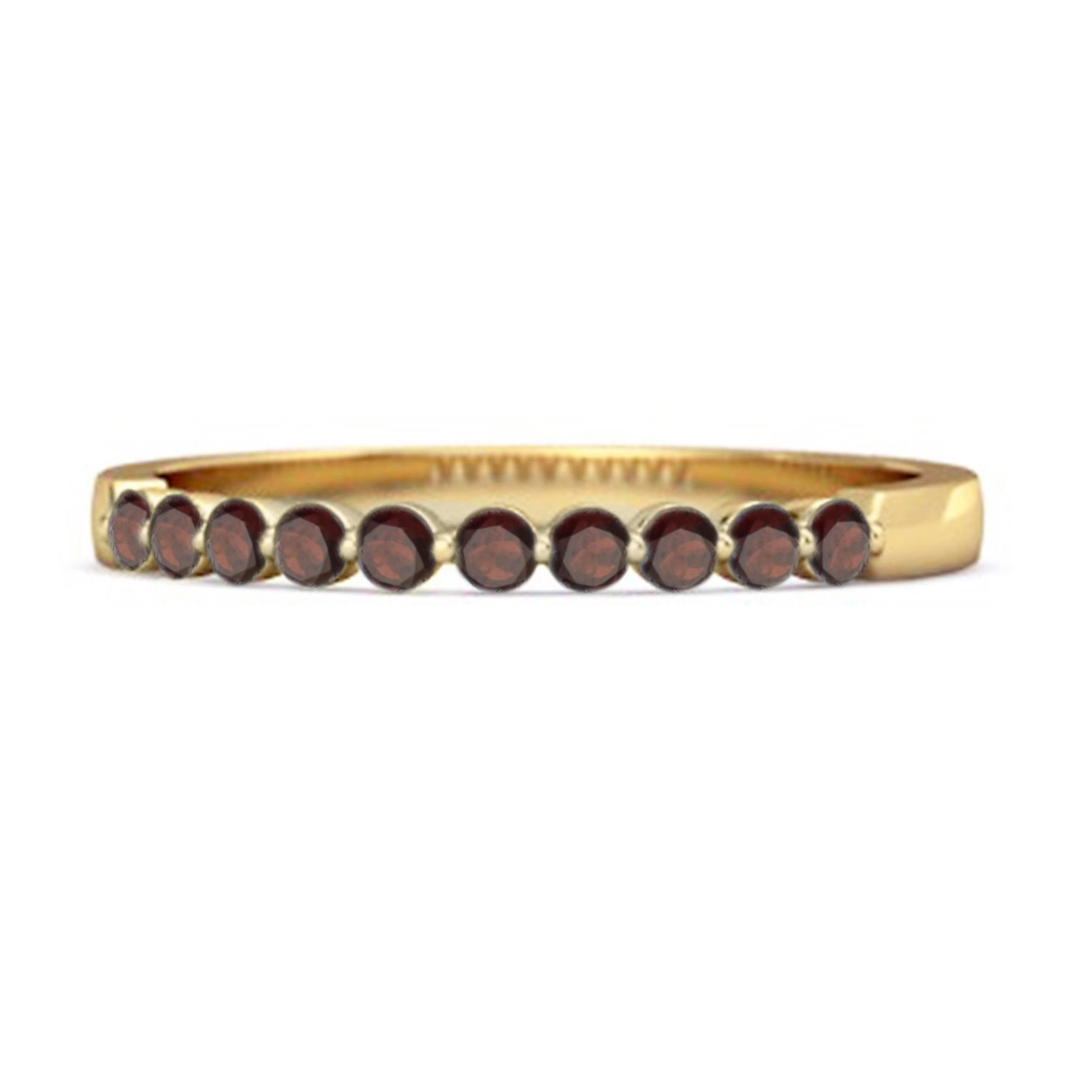 Garnet Half Eternity Design Band Ring - 925 Sterling Silver Gold Vermeil 9.5 жёлтый