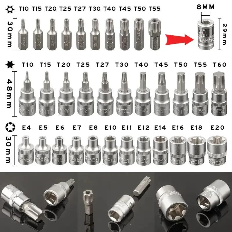 34pcs Sleeve Batch Head Set Motor Repairing Deep Impact Socket Set Hex Socket Assembly Tools Combination Tool for Auto Repair