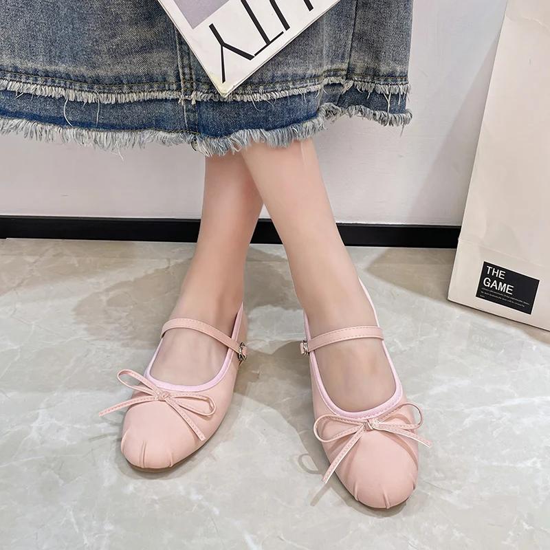 Fashion French Bow Mary Jane Shoes 2025 Spring and Autumn New Flat Retro Shallow Ballet Shoes Commuter Single Shoes