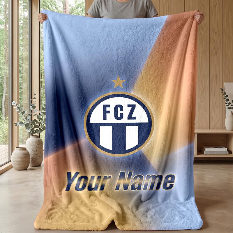 Custom Text Flannel Throw Blanket, Lightweight Cozy Bed Sofa BlanketFC Zürich