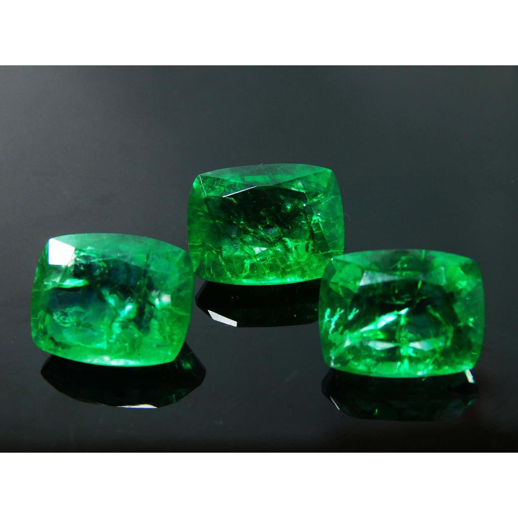 4 Pcs Green Emerald CERTIFIED Natural Cushion Cut 40 Ct Lot Loose Gemstone MULTTIQ8