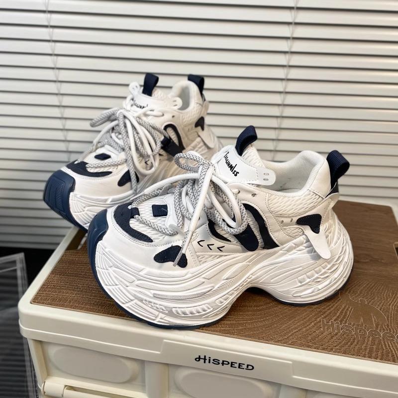 

Paris small man height increase dad shoes women Korean version color matching thick-soled round head versatile casual sports shoes women 39 синій