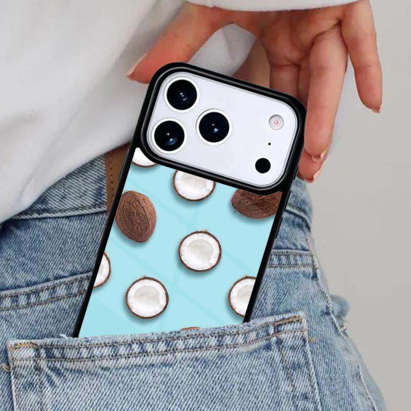 Summer Fruit Coconut On the Beach Phone Case for iPhone 17ProMax 12 13 14 15 16e 17 Pro Max Plus Air Cover