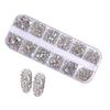 1 Set Round Nail Art Rhinestone Kit 12 Grids Assorted Size Decoration Fake Gems