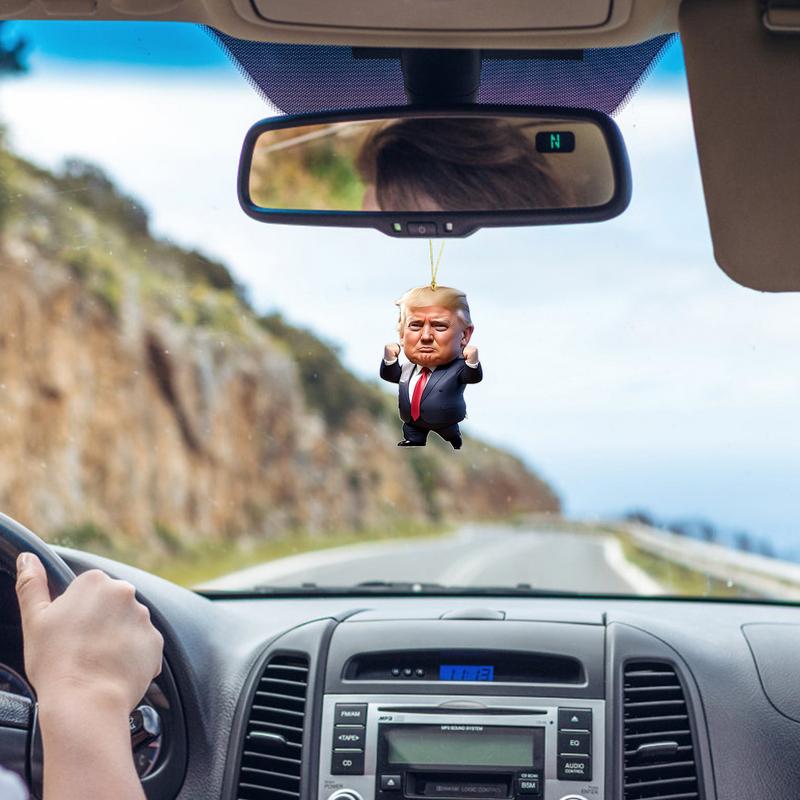 

President Car Hangable Ornament Creative Auto Rearview Pendant 2D Acrylic Pendant President Rear View Charm Car Interior