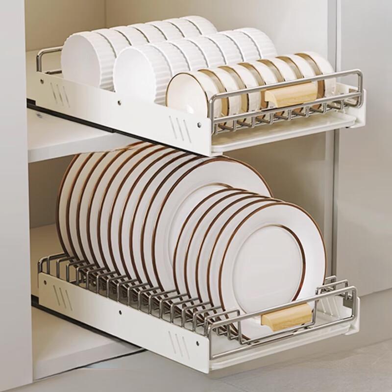 

Kitchen Cabinet Pull-Out Dish & Bowl Organizer Rack
