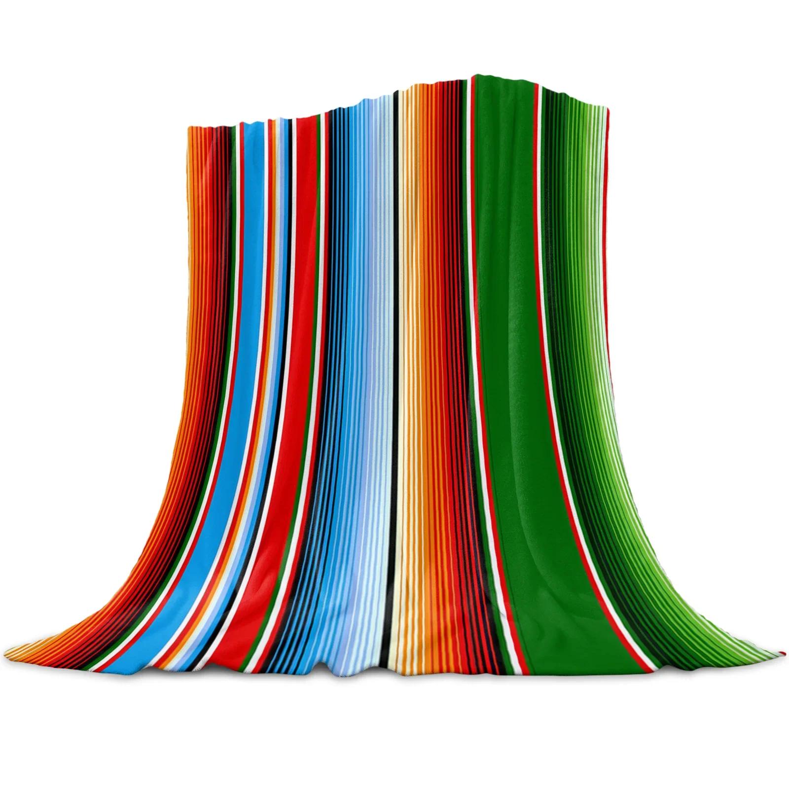 

Mexican Stripes Colorful Stripes Coral Fleece Blanket Soft Warm Outdoor Travel Throw Blankets Adult Kids Winter TV Blankets King 75x90cm