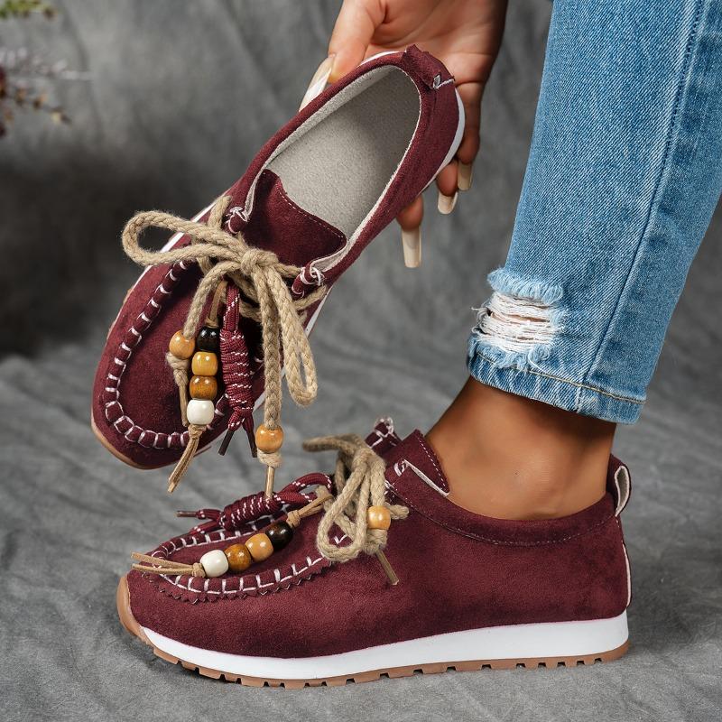 Women Flat Sneakers Lace-up Comfortable Shoes Women 2025 New Retro Style Leisure Shoes Spring Autumn Round Toe Sneakers Women
