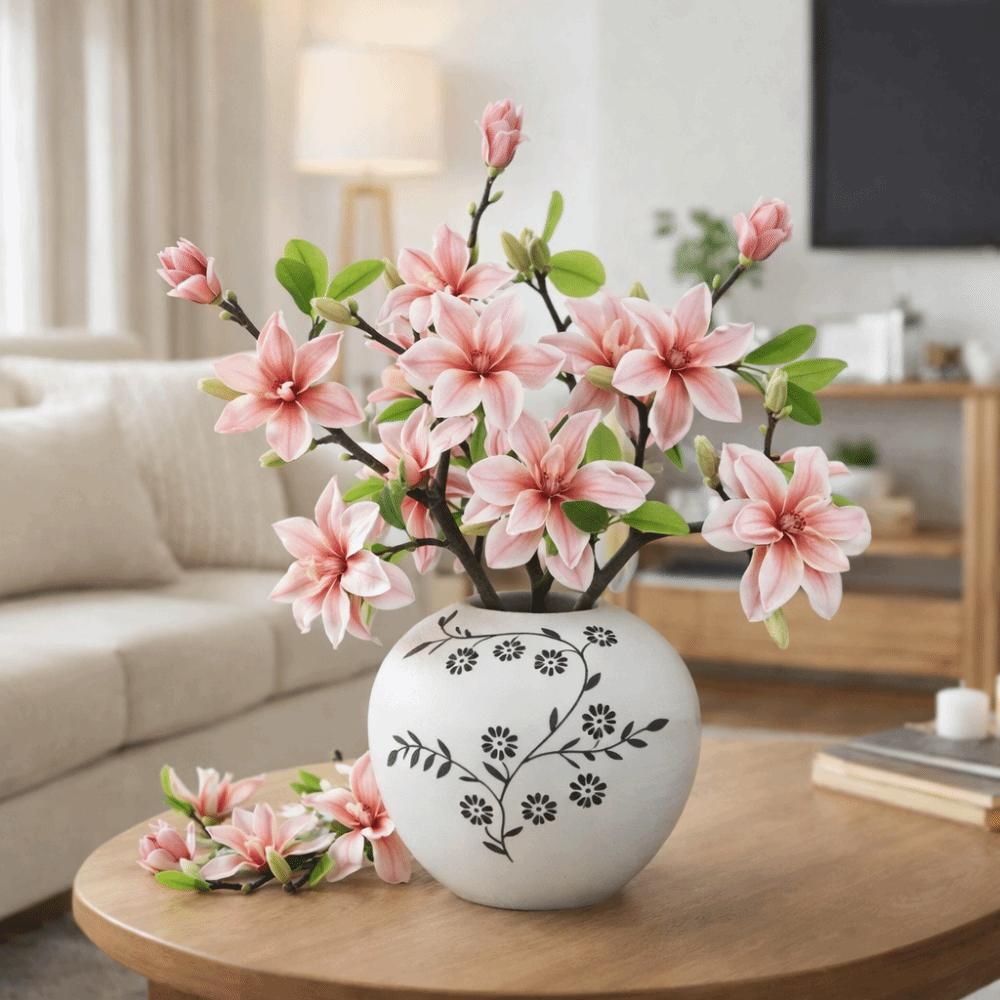 Realistic Simulation Orchid Handmade Faux Magnolia Branch Fake Silk Flower  Forest Garden