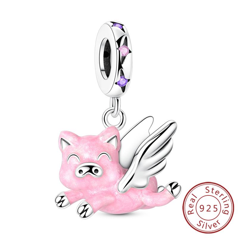 Silve Charms Beads Rabbit Robot Love Puppy Dog Charm Fit Original Bracelet Bangle Pendant Dangle Women Jewelry Gift