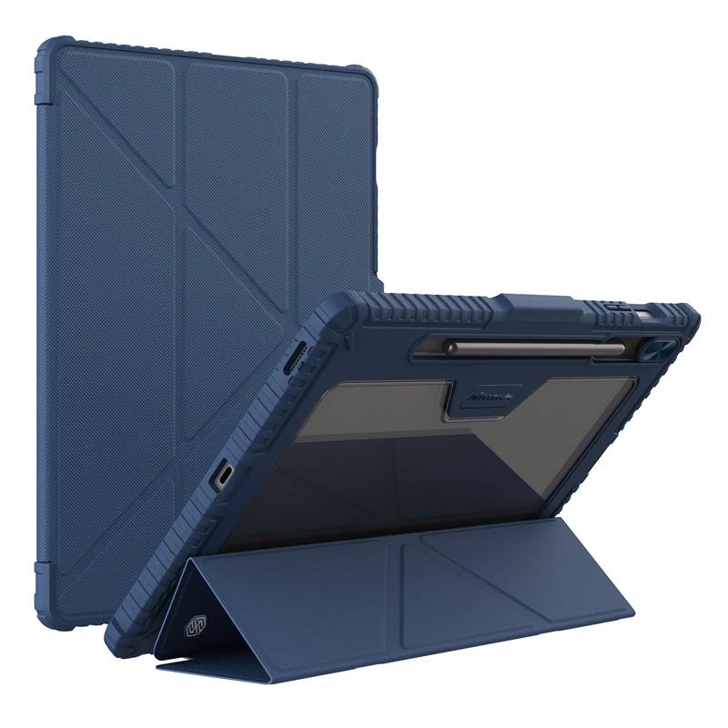 

Nillkin For Samsung Galaxy Tab S10 Ultra Camera Slider Shockproof Hard PC+PU Leather Bumper Protective Shell синий