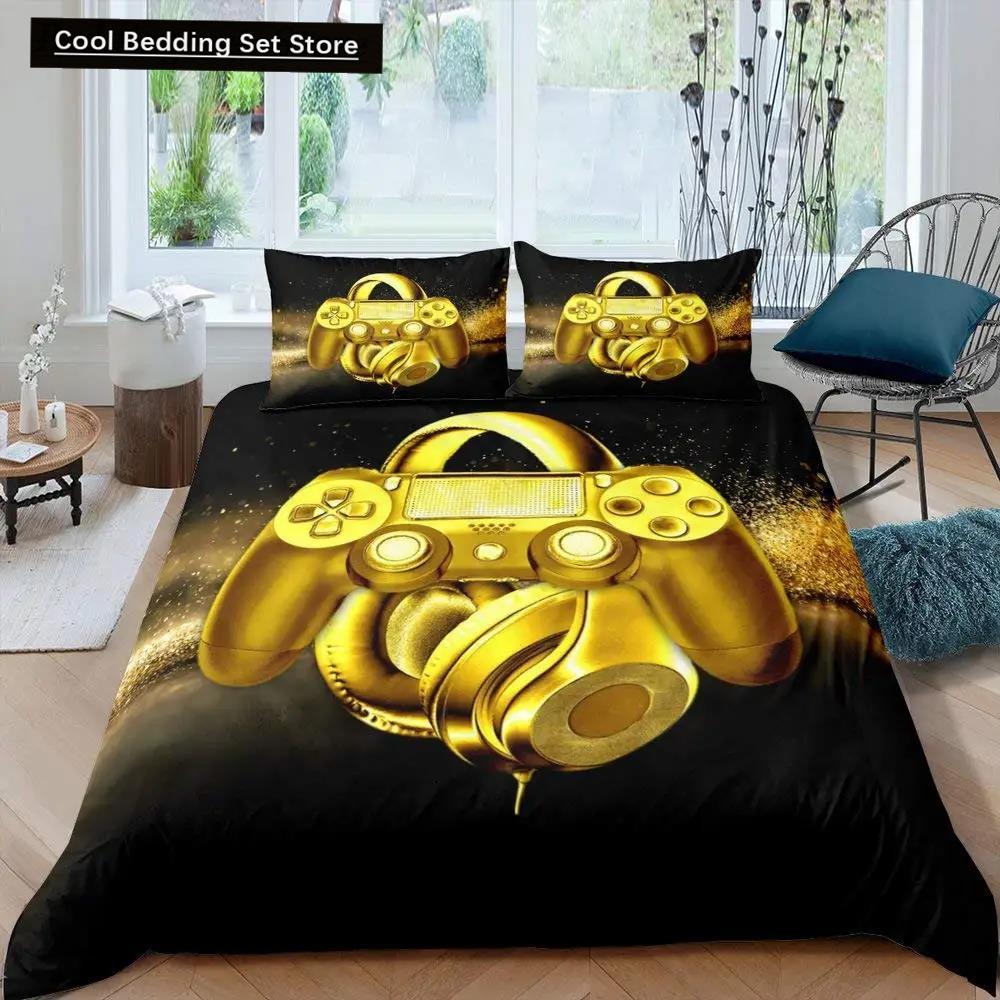 Tonårs Spelkontroll Påslakan Modernt Gamer Täcke Örngott Queen Videospel Sängkläder Set Spelare Spel Joystick Polyester Quiltöverdrag