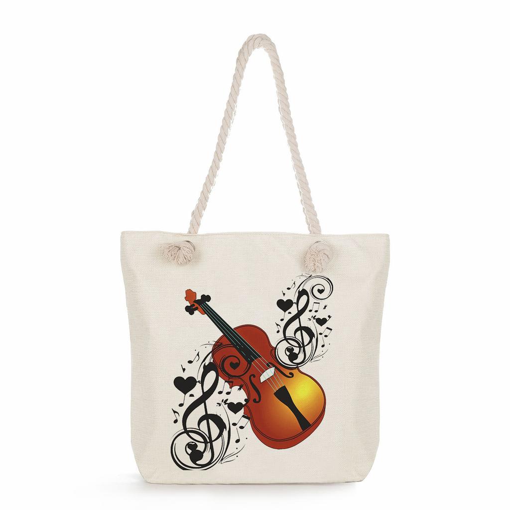 Multifunctional note Printed Thick Rope Shoulder Beach Bag Casual large capacity handbag 7611