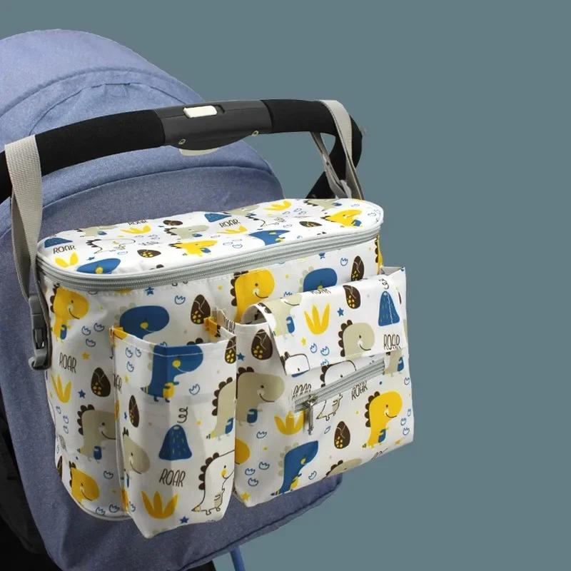 Large Capacity Baby Stroller Storage Bag-Nylon Portable Hanging Pendant Cartoon Animal Multi-functional for Bottles Tissues Kids