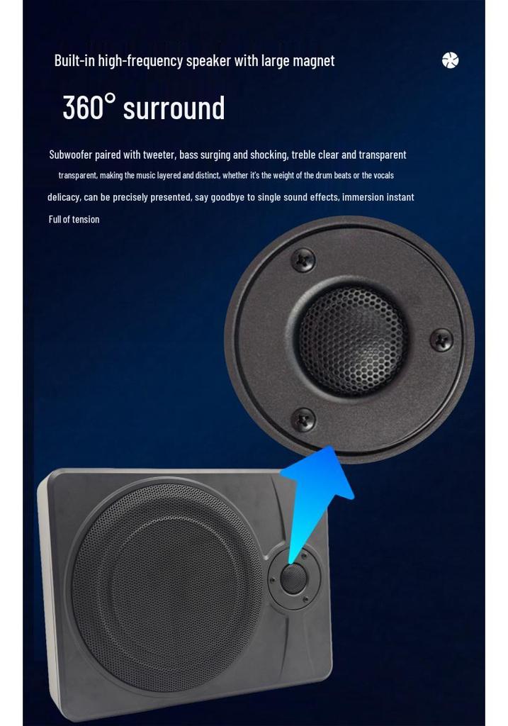 Ultra-Thin Car Audio Subwoofer with Dual Horn Tweeter