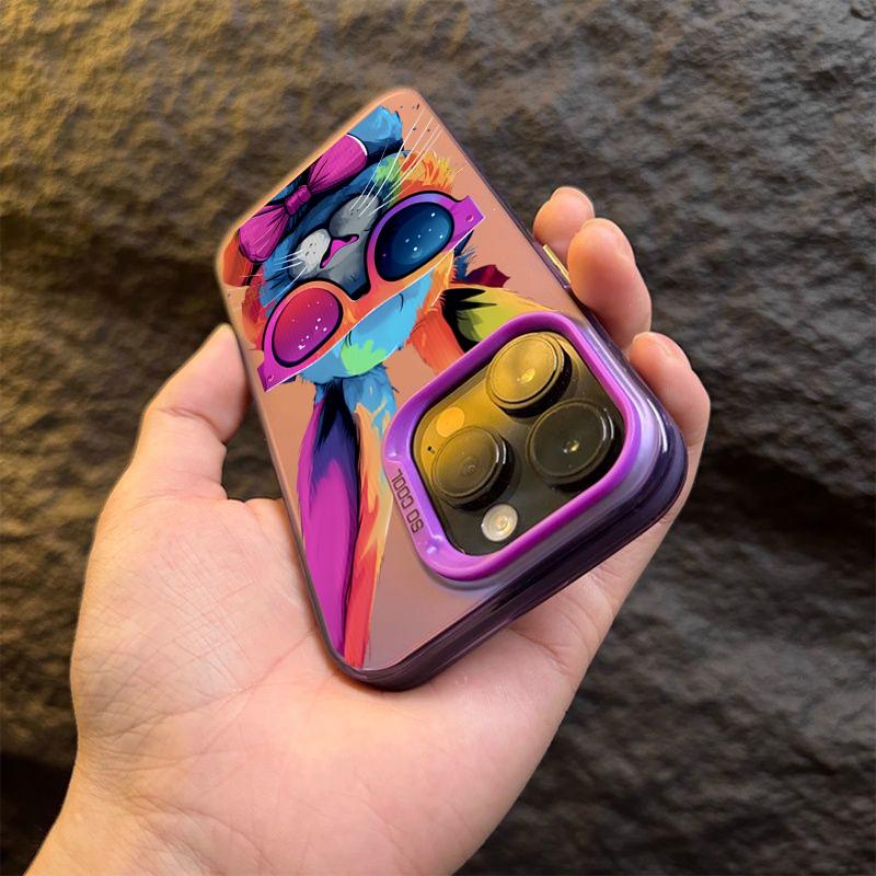 Cute Colorful Rabbit Electroplate Silver IMD Case For iPhone 15 14 16 Pro Max 11 12 13 Pro 7 8 Plus 16E X Shockproof Back Cover