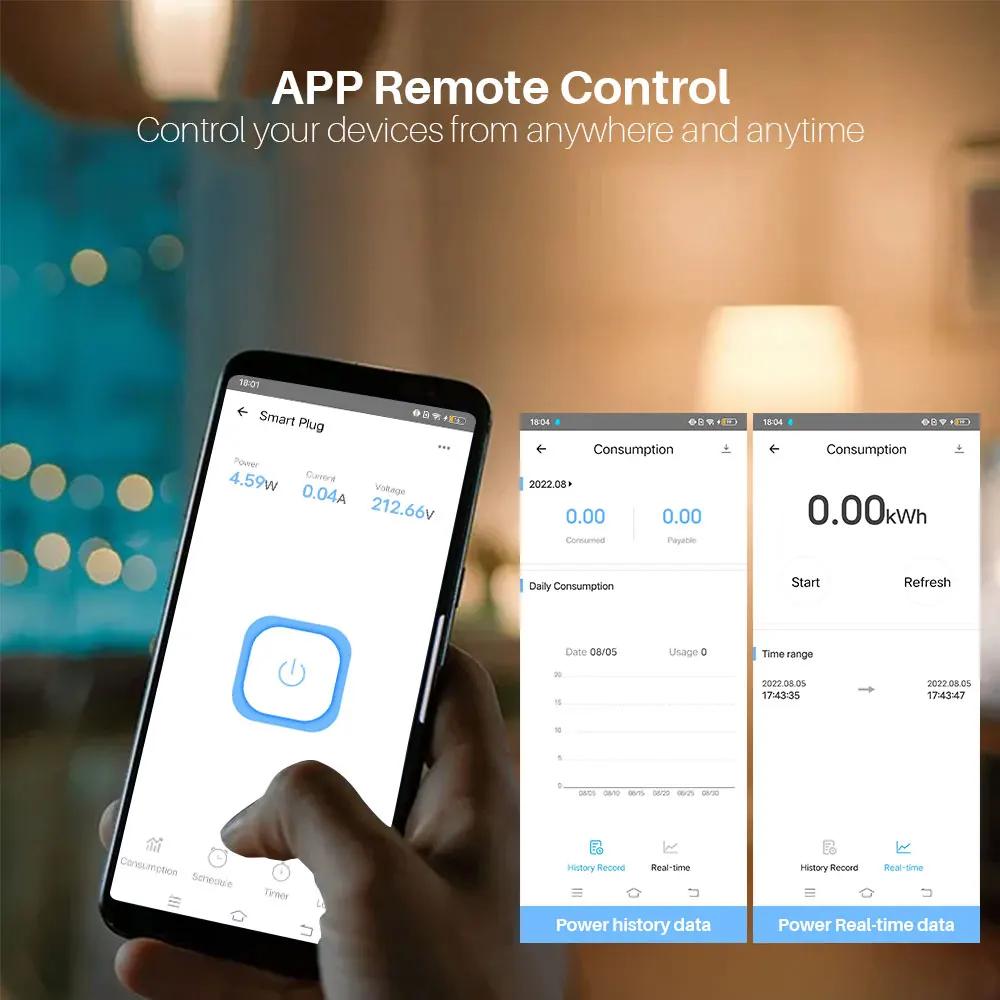 EWeLink 16A/20A EU WiFi Smart Plug Power Monitor Timer App Voice Control Works with Alexa Google Home SmartThings Yandex Alice