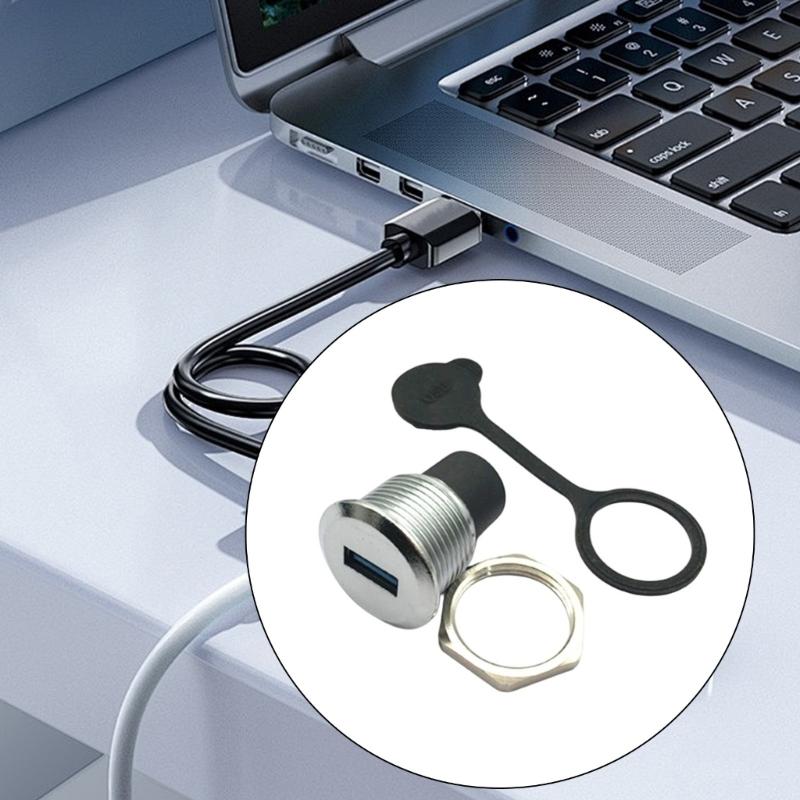 USB3.0 Female To Female Round Panel Mount Socket Waterproof Dustproof Cover Connector Highly Speed Data Transmission