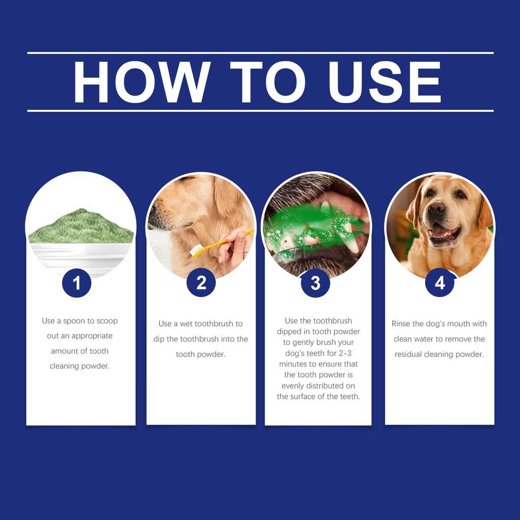 Rensepulver for kjæledyrtann, tartar, løser plakkproblemer, dårlig ånde og lindrer tannfølsomhet