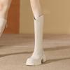 Fleece boots women's winter heightening thin boots women's knight boots thick heel retro boots women's fleece heightening