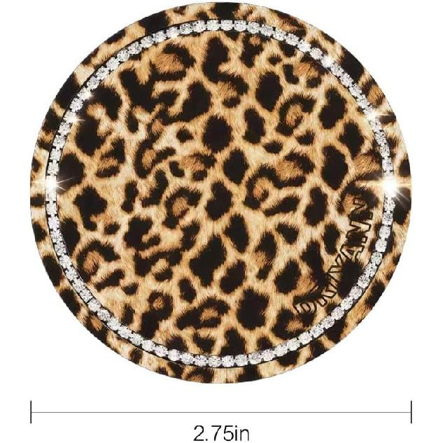 Car Cup Holder Coaster, 2PCS Silicone Car Cup Holder ert Leopard Print, 2.75" Universal Non-Slip Cup Holders, Interior Car Accessories for Women and