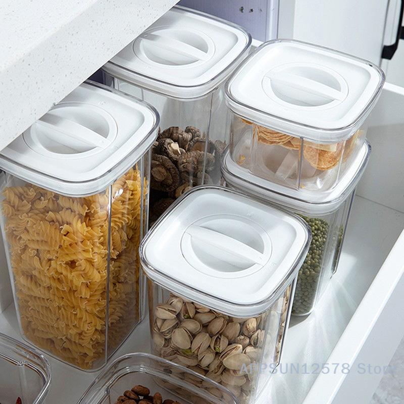 Transparent Household Knob Sealed Jar for Snack Storage with Fresh-Keeping Lid Plastic Kitchen Storage Box