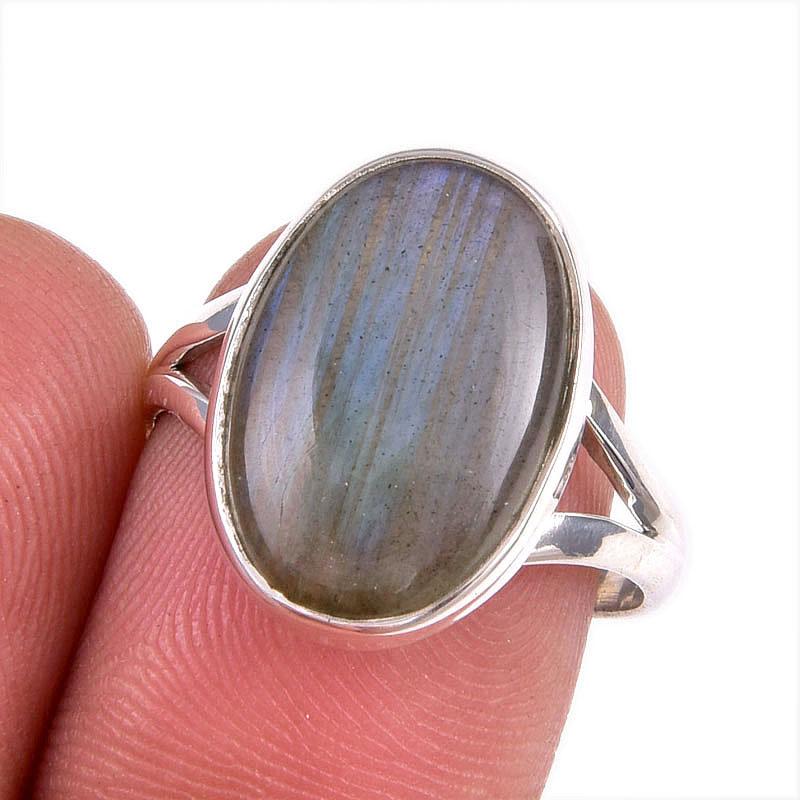 

Natural Labradorite Gemstone 925 Solid Sterling Silver Jewelry Ring S.7.5 d9i44