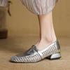 Fashion 2025 Retro Women Trend Summer Hollow Flat Shoes Genuine Leather Lady Round Closed Toe Low Heel High Heels Women Shoes for Women